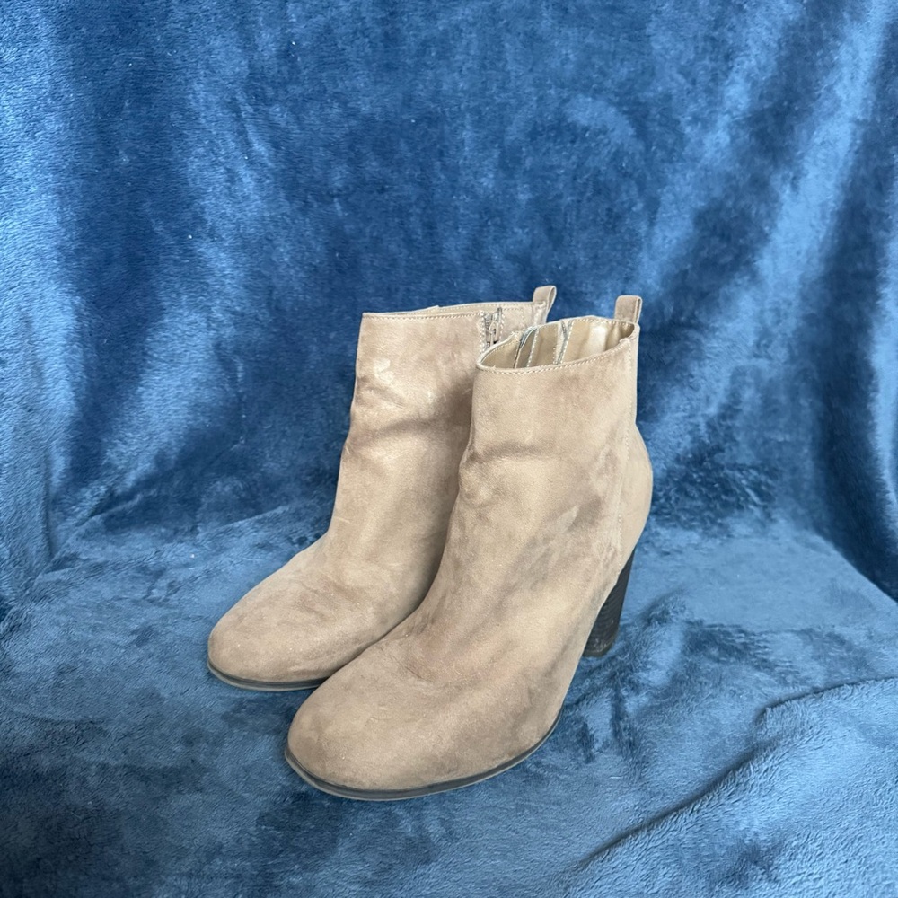 Torrid Tan Ankle Booties with Stacked Heel